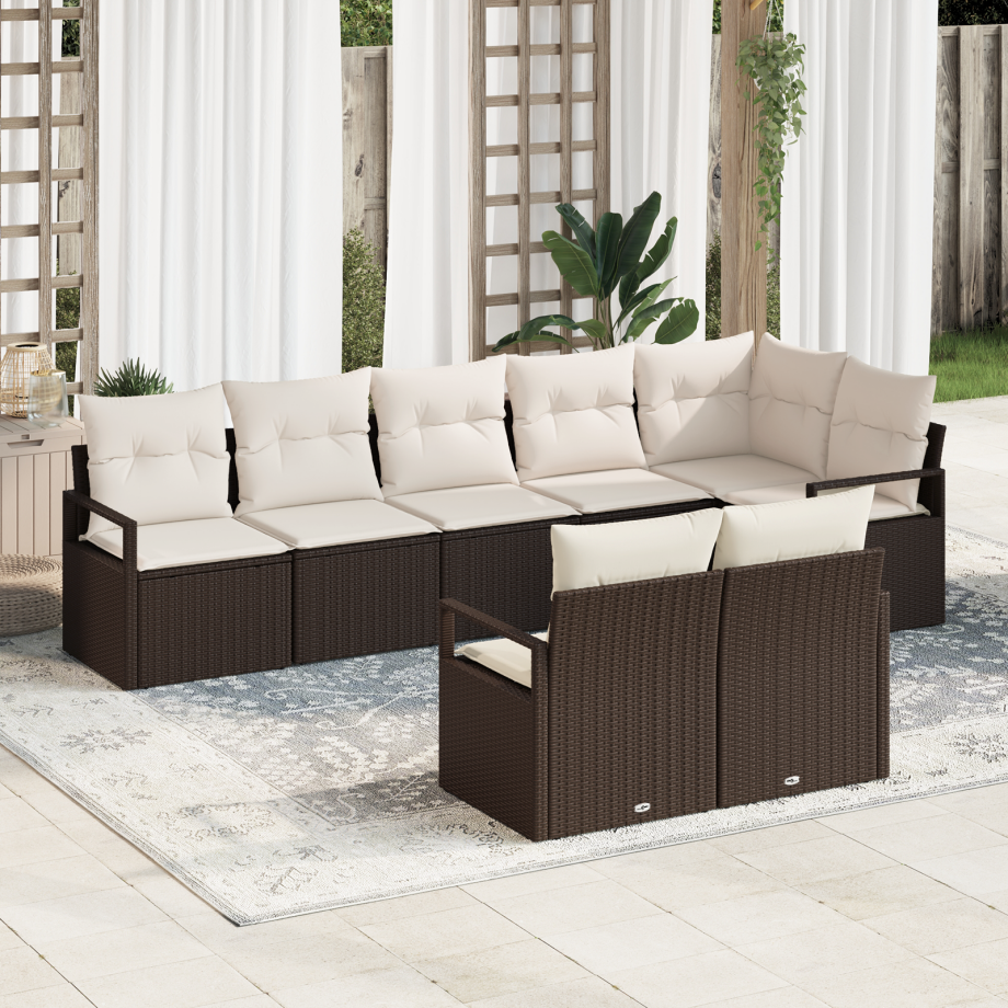 vidaXL Bankstel 8 pcs Bruin poly rattan afbeelding 1