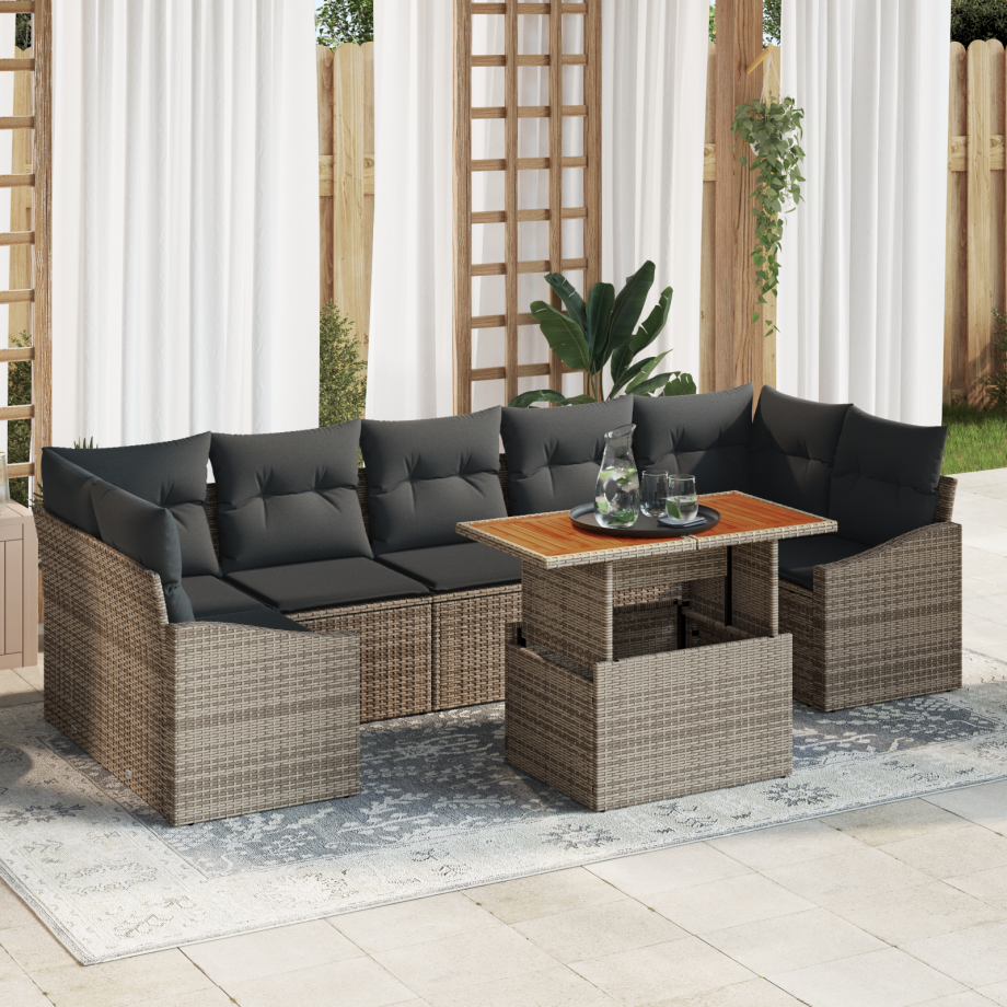 vidaXL Tuin Sofa Set 8 pcs Grijs Poly Rattan en Poedergecoat Staal vidaXL Tuin Sofa Set 8 pcs Grijs Poly Rattan en Poedergecoat Staal afbeelding 1