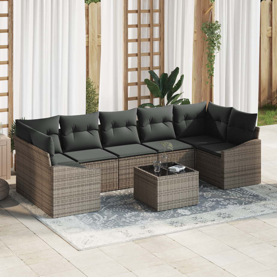 vidaXL Bankstel met kussen Grijs 55 x 55 x 37 cm poly rattan vidaXL Bankstel met kussen Grijs 55 x 55 x 37 cm poly rattan afbeelding 1