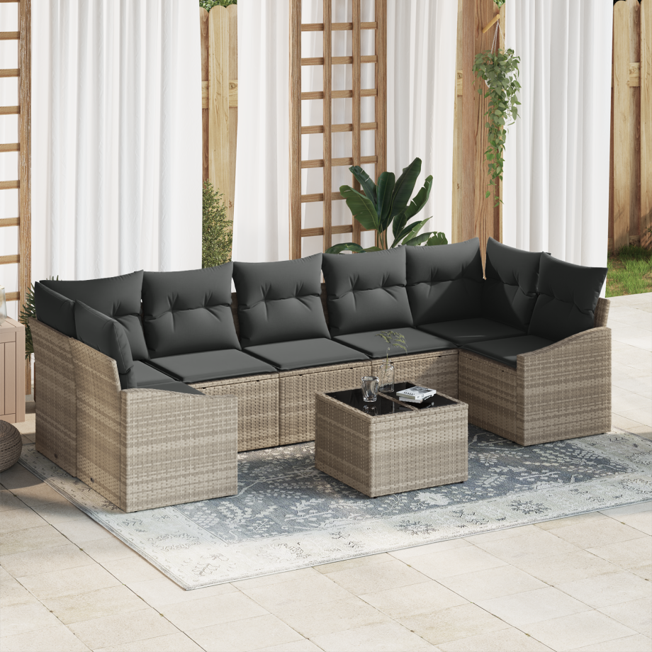 vidaXL Bankstel met kussen Lichtgrijs 55 x 55 x 37 cm poly rattan vidaXL Bankstel met kussen Lichtgrijs 55 x 55 x 37 cm poly rattan afbeelding 1