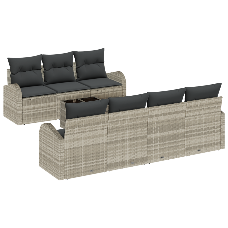 vidaXL Tuin Sofa Set met kussen 8 pcs Licht Grijs en Donker Grijs afbeelding 1