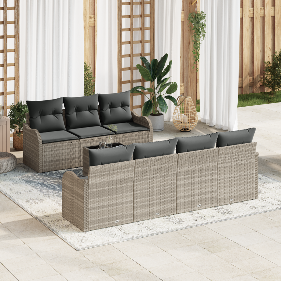 vidaXL Tuin Sofa Set Lichtgrijs 55 x 55 x 37 cm poly rattan afbeelding 1