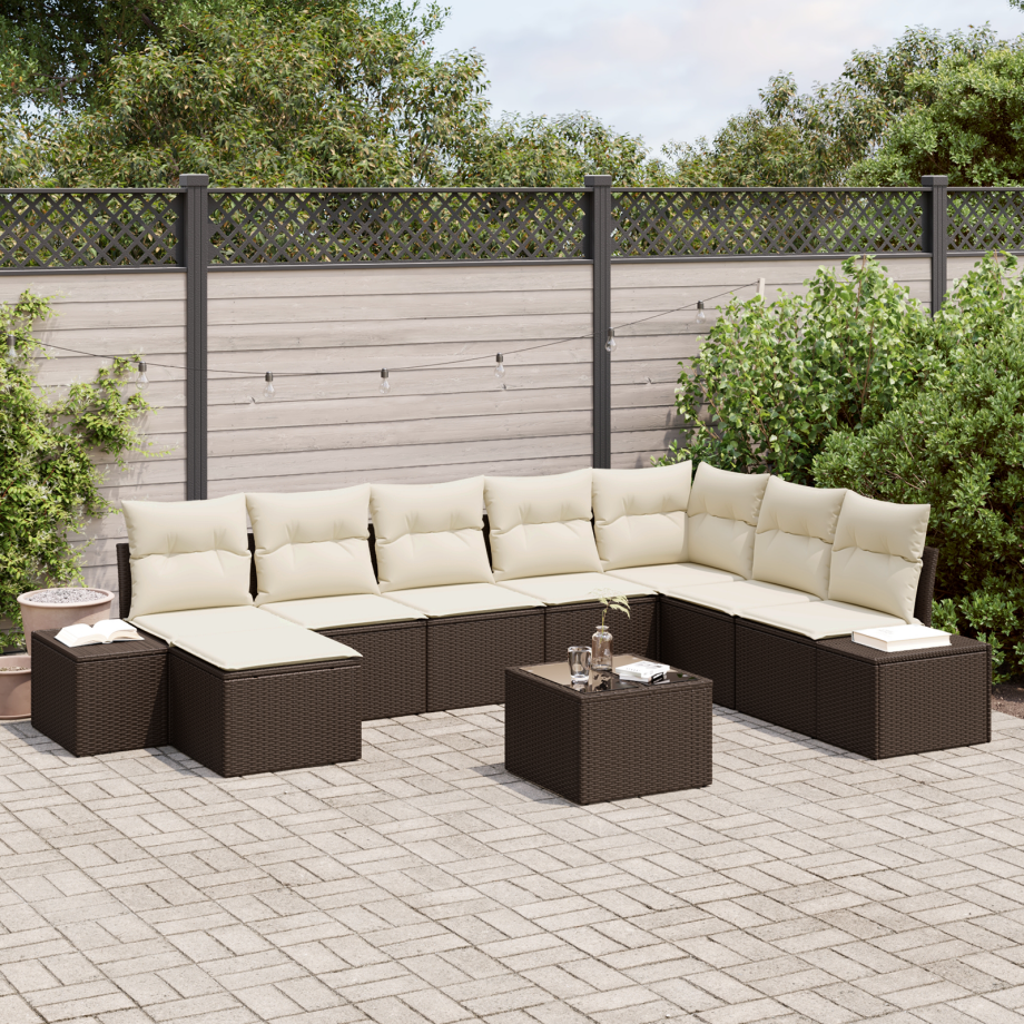 vidaXL 8-delige tuinsofa set met kussens grijs poly rattan vidaXL 8-delige tuinsofa set met kussens grijs poly rattan afbeelding 1