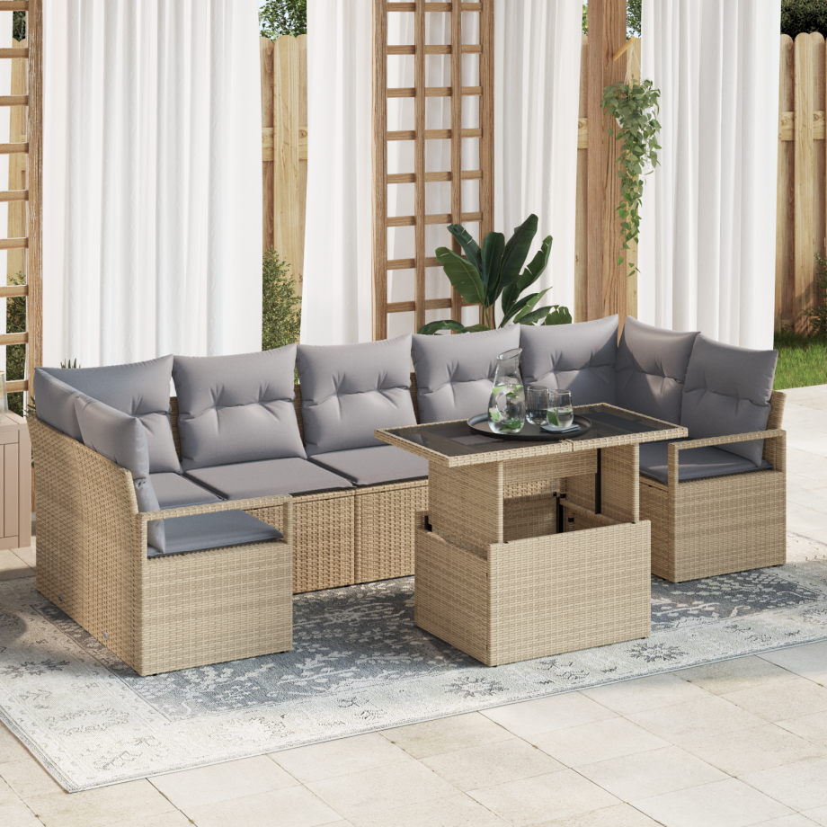 vidaXL Tuin Sofa Set met kussen 8 pcs Beige en Licht Grijs poly rattan vidaXL Tuin Sofa Set met kussen 8 pcs Beige en Licht Grijs poly rattan afbeelding 1