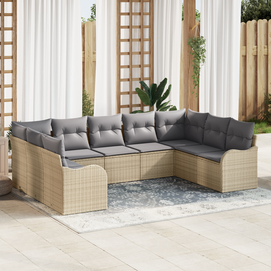 vidaXL Tuin Sofa Set met opslag 9 pcs beige en lichtgrijs poly rattan vidaXL Tuin Sofa Set met opslag 9 pcs beige en lichtgrijs poly rattan afbeelding 1