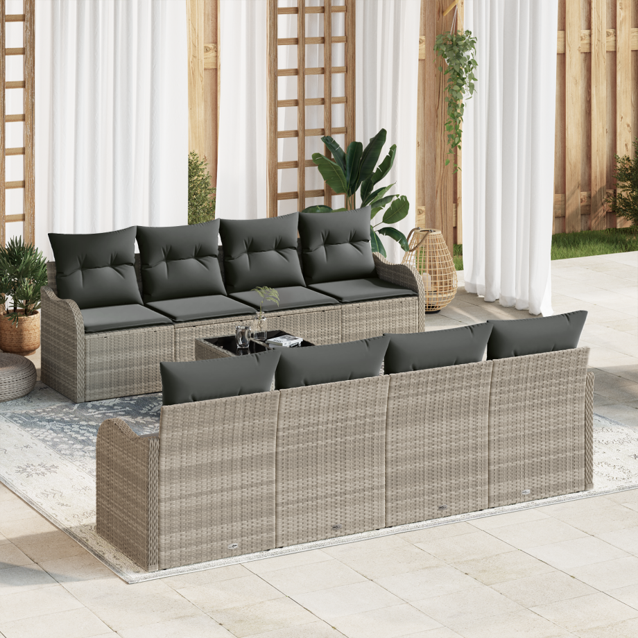 vidaXL Tuin Sofa Set Lichtgrijs 55 x 55 x 37 cm poly rattan afbeelding 1
