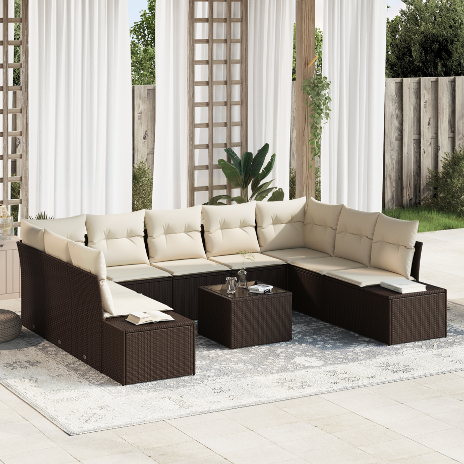vidaXL 9-delige tuinsofa set met kussens grijs poly rattan vidaXL 9-delige tuinsofa set met kussens grijs poly rattan afbeelding 1