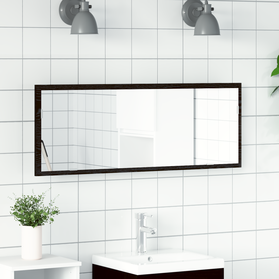 vidaXL Badkamerkast spiegel LED 100x8,5x37 cm bewerkt hout zwart eiken afbeelding 1