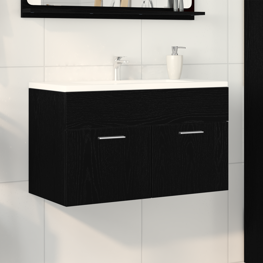 vidaXL Badkamerkasten in Zwart Eiken 80x38,5x46 cm Van Gefabriceerd Hout vidaXL Badkamerkasten in Zwart Eiken 80x38,5x46 cm Van Gefabriceerd Hout afbeelding 1