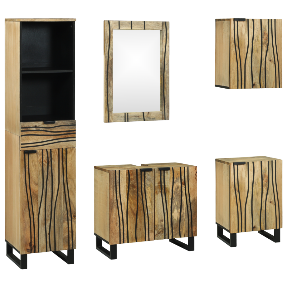 vidaXL Badkamermeubelset met lade met plank 5 pcs Bruin Bewerkt hout afbeelding 1