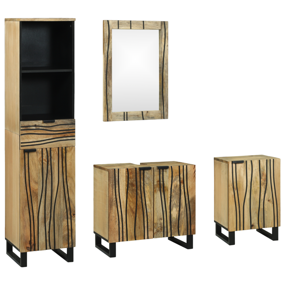 vidaXL Badkamermeubelset met lade met plank 4 pcs Bruin Bewerkt hout afbeelding 1