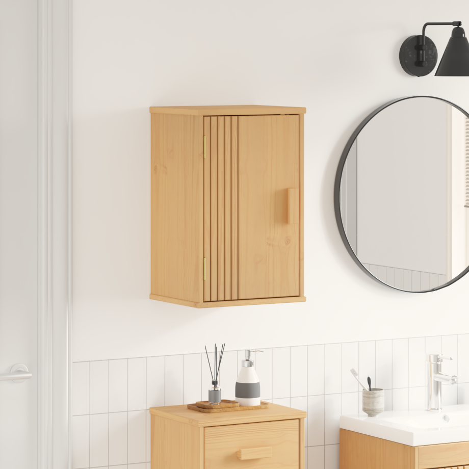 vidaXL Badkameropbergkast 35x30x55 cm massief grenenhout afbeelding 1