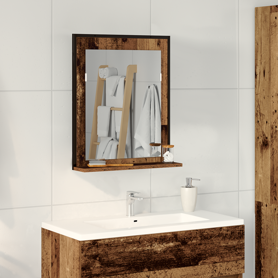 vidaXL Badkamerspiegel 50x12x60 cm bewerkt hout oud houtkleurig afbeelding 1