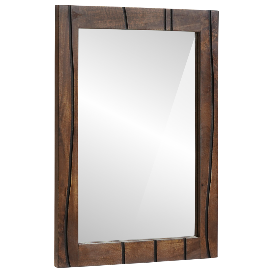 vidaXL Badkamerspiegel 50x70x3 cm Massief Mangohout afbeelding 1