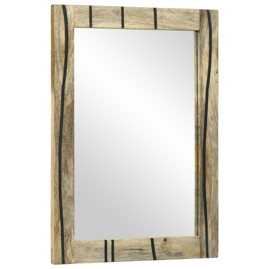 vidaXL Badkamerspiegel 50x70x30 cm Massief Mango Hout afbeelding 1