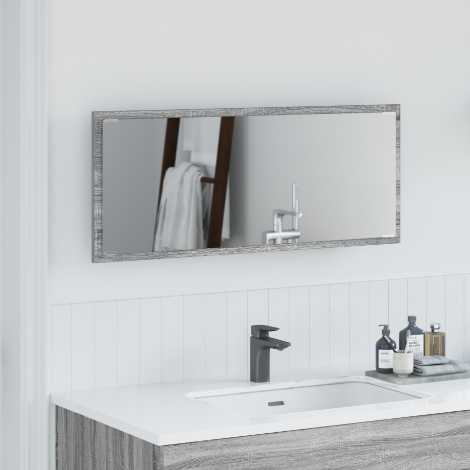 vidaXL Badkamerspiegel met LED 90x8,5x37 cm grijs sonoma eikenkleurig afbeelding 1