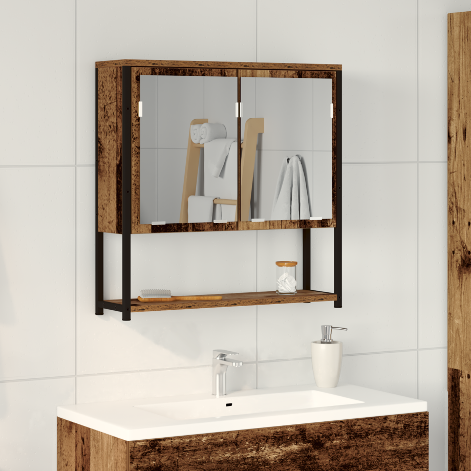 vidaXL Spiegelkast met plank Oudhout 60 x 16 x 60 cm Bewerkt hout vidaXL Spiegelkast met plank Oudhout 60 x 16 x 60 cm Bewerkt hout afbeelding 1