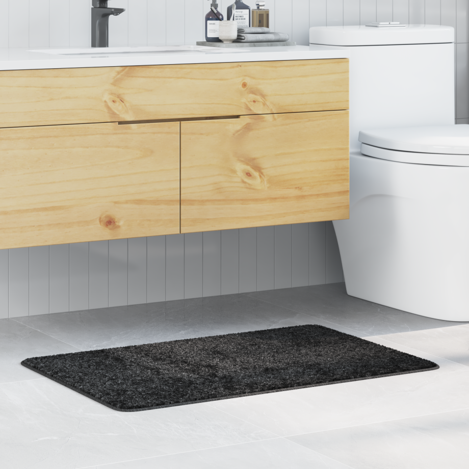 vidaXL Badmat rechthoekig anti-slip 60x90 cm polypropeen donkergrijs afbeelding 1