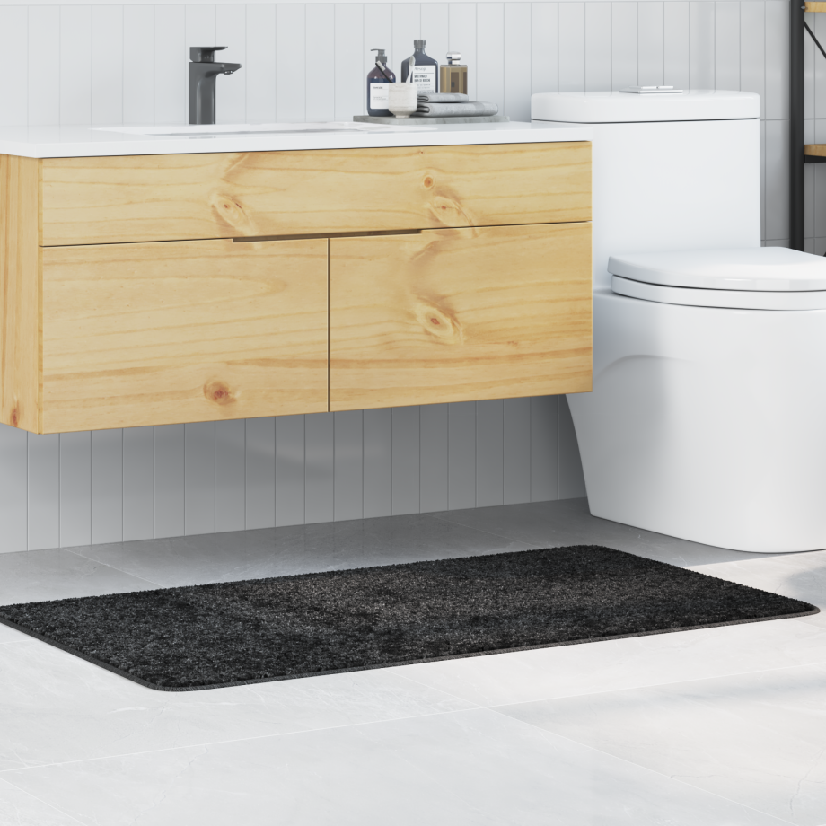 vidaXL Badmat rechthoekig anti-slip 70x120 cm polypropeen donkergrijs afbeelding 1