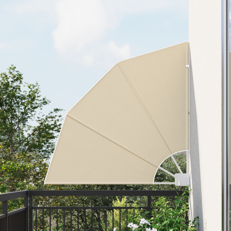 vidaXL Balkon Privacy Scherm Beige 115 x 115 cm Stof vidaXL Balkon Privacy Scherm Beige 115 x 115 cm Stof afbeelding 1