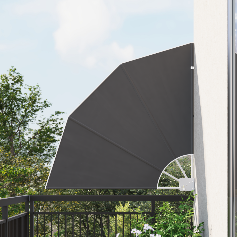 vidaXL Balkon Privacy Scherm Zwart 115 x 115 cm Stof afbeelding 1