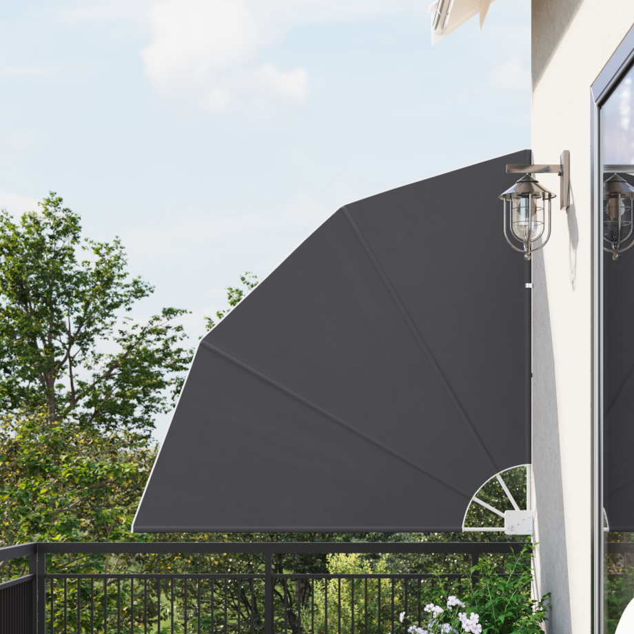 vidaXL Balkon Privacy Scherm Zwart 140 x 140 cm Stof afbeelding 1