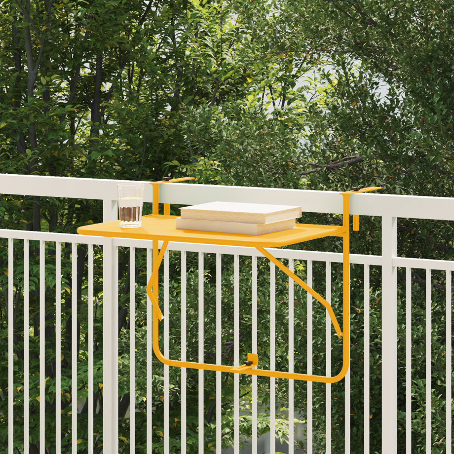 vidaXL Balkontafel hangend inklapbaar 60x40 cm staal geel afbeelding 1