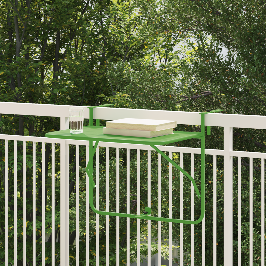 vidaXL Balkontafel hangend inklapbaar 60x40 cm staal groen afbeelding 1