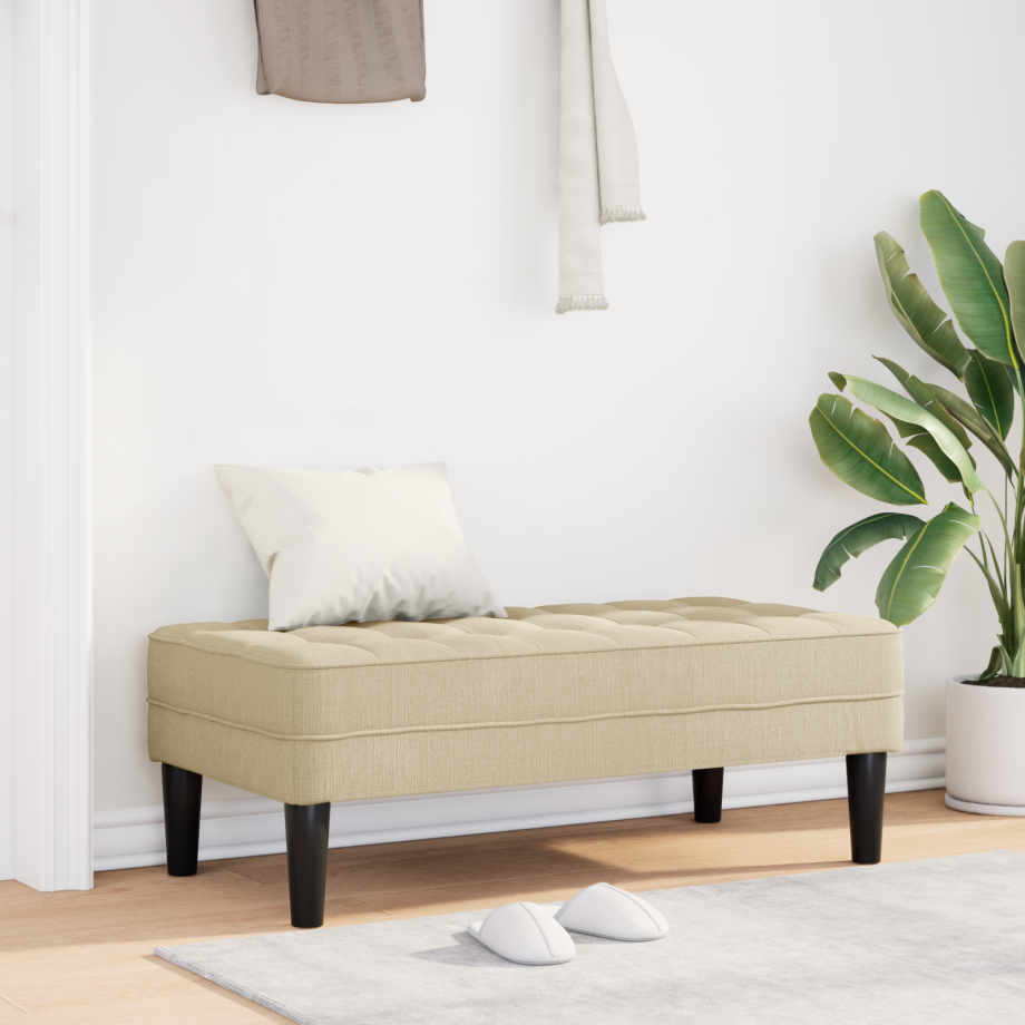 vidaXL Bank 113x57x39 cm stof crèmekleurig afbeelding 1