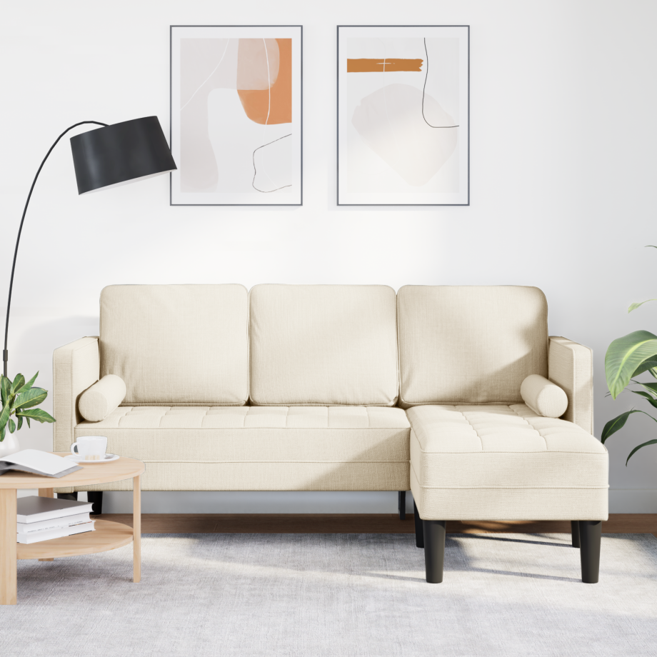 vidaXL Bank 3-zits L-vormig 160 cm linnen vidaXL Bank 3-zits L-vormig 160 cm linnen afbeelding 1