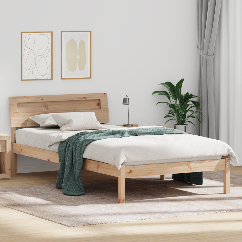 vidaXL Bedframe met hoofdeinde Bruin 100 x 200 cm Massief grenenhout vidaXL Bedframe met hoofdeinde Bruin 100 x 200 cm Massief grenenhout afbeelding 1