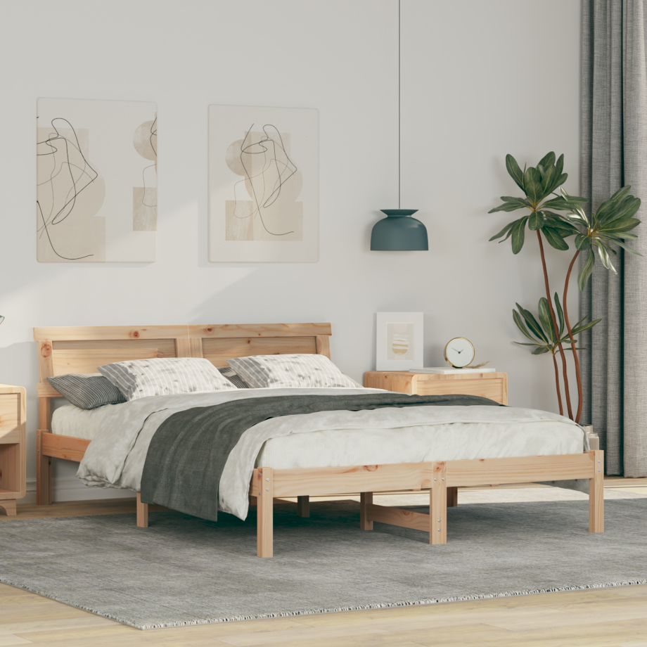vidaXL Bedframe met hoofdeinde Bruin 120 x 200 cm Massief grenenhout vidaXL Bedframe met hoofdeinde Bruin 120 x 200 cm Massief grenenhout afbeelding 1
