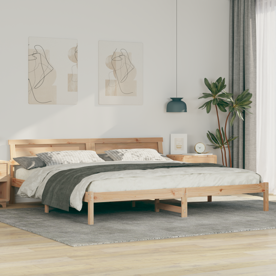 vidaXL Bedframe met hoofdeinde Bruin 180 x 200 cm Massief grenenhout vidaXL Bedframe met hoofdeinde Bruin 180 x 200 cm Massief grenenhout afbeelding 1