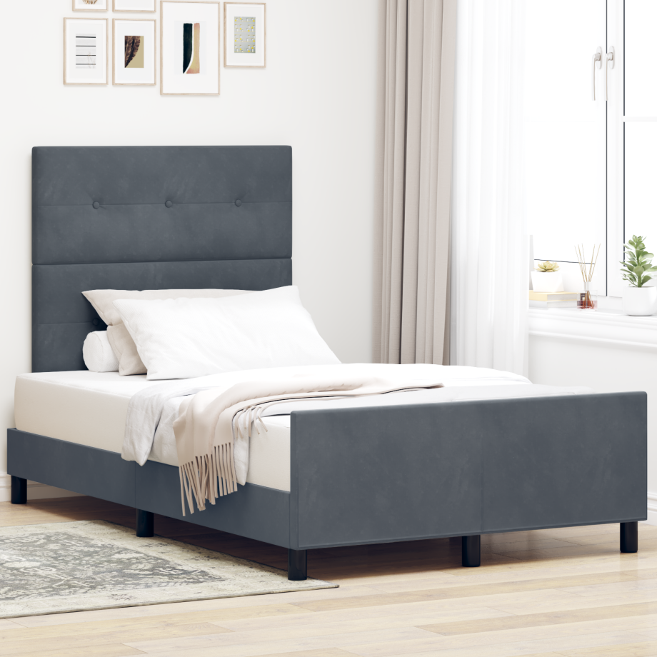 vidaXL Boxspringbed met hoofdeinde Donkergrijs 120 x 200 cm Fluweel vidaXL Boxspringbed met hoofdeinde Donkergrijs 120 x 200 cm Fluweel afbeelding 1
