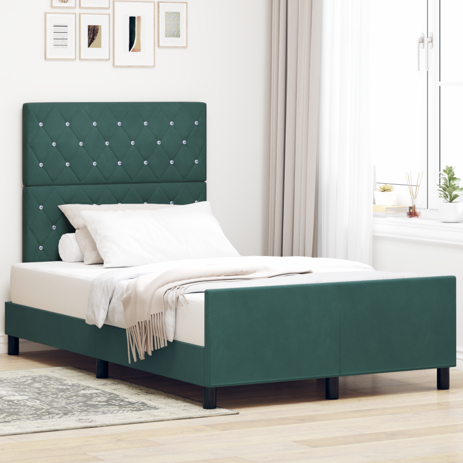 vidaXL Boxspringbed met hoofdeinde Donkergroen 120 x 200 cm Fluweel afbeelding 1