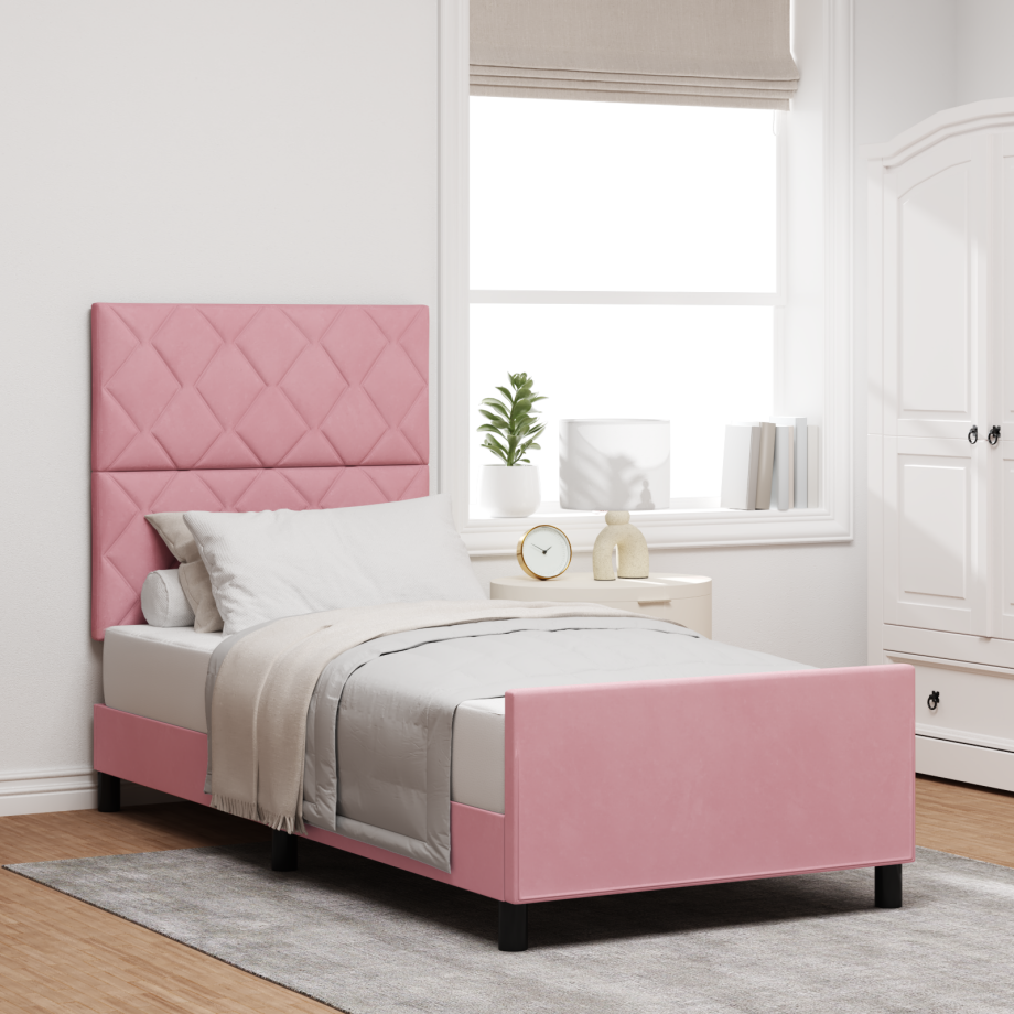 vidaXL Bedframe fluweel roze 100x200 cm vidaXL Bedframe fluweel roze 100x200 cm afbeelding 1