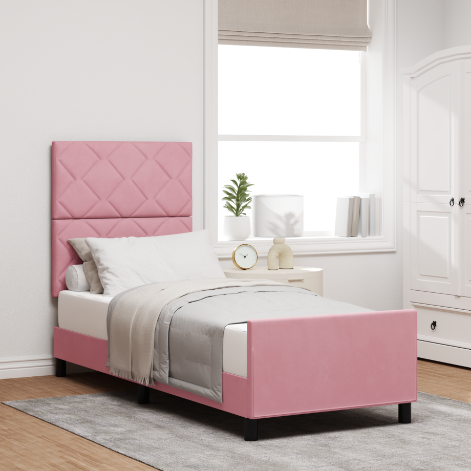 vidaXL Boxspringbed met hoofdeinde Roze 80 x 200 cm Fluweel afbeelding 1