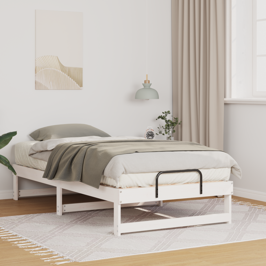 vidaXL Bedframe Wit 90 x 200 cm Massief grenenhout afbeelding 1