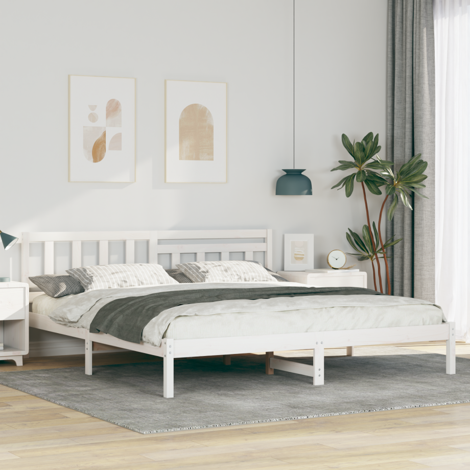 vidaXL Bedframe met hoofdeinde Wit 180 x 200 cm Massief grenenhout vidaXL Bedframe met hoofdeinde Wit 180 x 200 cm Massief grenenhout afbeelding 1