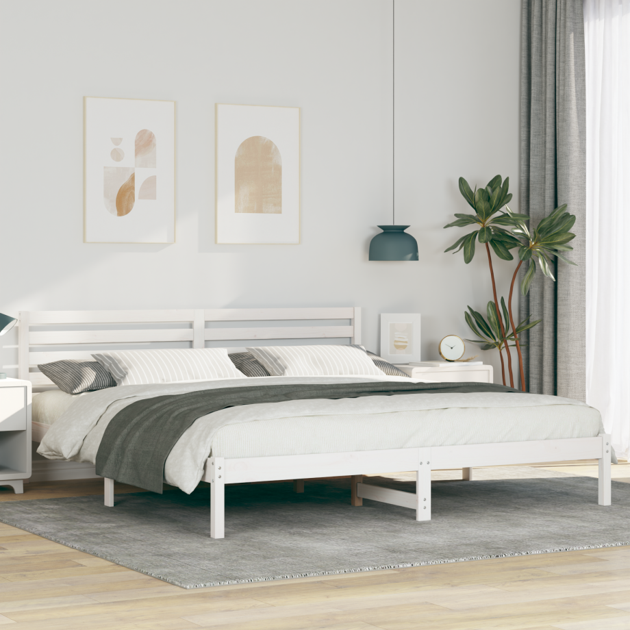 vidaXL Bedframe met hoofdeinde Wit 180 x 200 cm Massief grenenhout vidaXL Bedframe met hoofdeinde Wit 180 x 200 cm Massief grenenhout afbeelding 1