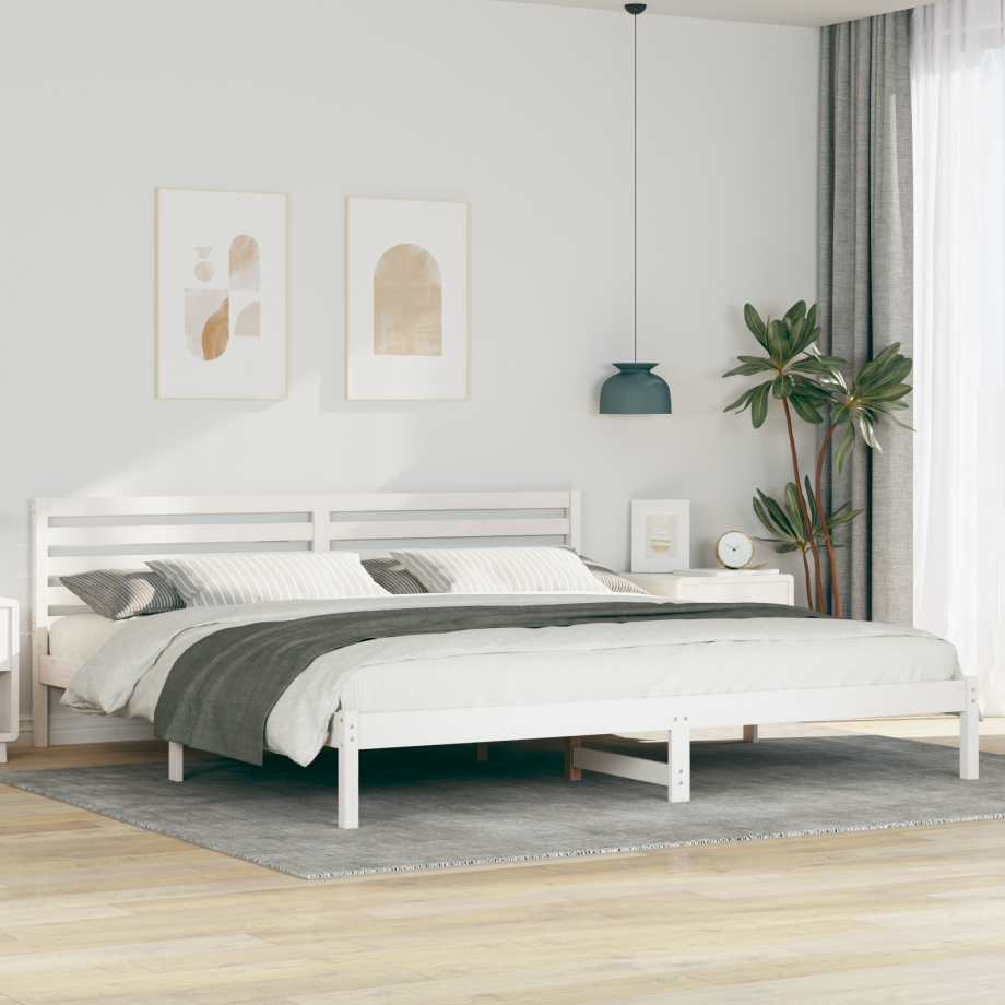 vidaXL Bedframe met hoofdeinde Wit 200 x 220 cm Massief grenenhout vidaXL Bedframe met hoofdeinde Wit 200 x 220 cm Massief grenenhout afbeelding 1