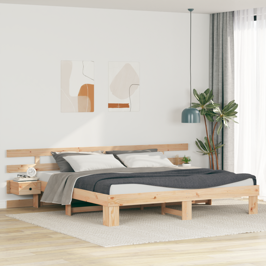 vidaXL Bedframe met lade Bruin 200 x 200 cm Massief grenenhout vidaXL Bedframe met lade Bruin 200 x 200 cm Massief grenenhout afbeelding 1