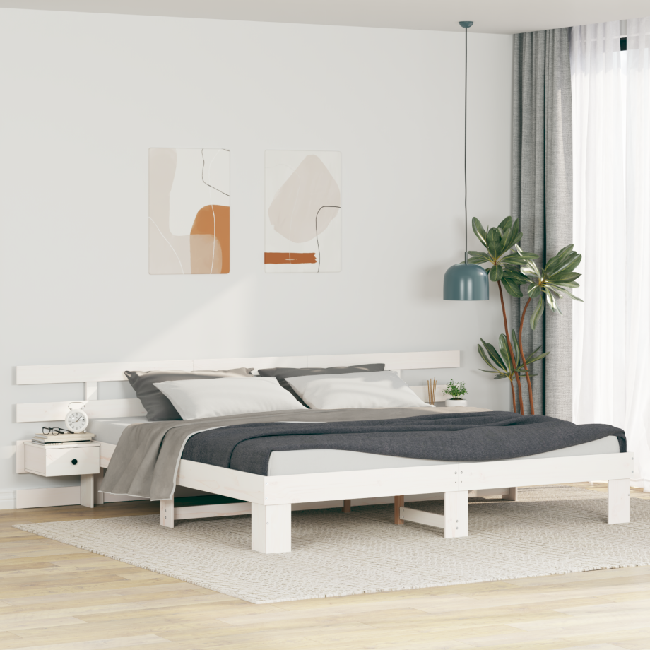 vidaXL Bedframe met lade Wit 180 x 200 cm Hout vidaXL Bedframe met lade Wit 180 x 200 cm Hout afbeelding 1