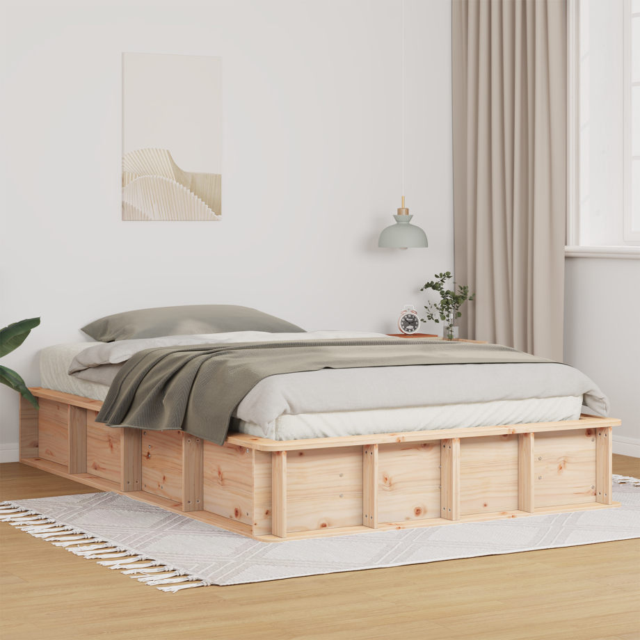 vidaXL Bedframe met opslag Bruin 120 x 190 cm Hout afbeelding 1