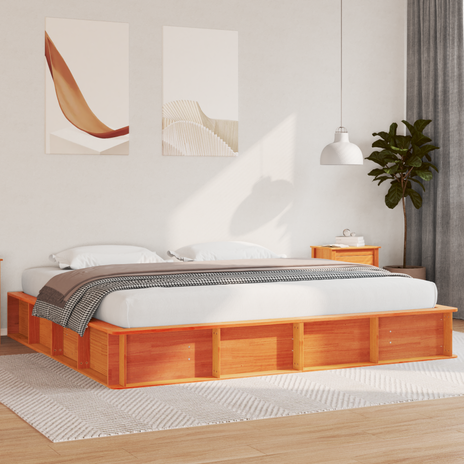 vidaXL Bedframe met opslag Wasbruin 200 x 200 cm Hout vidaXL Bedframe met opslag Wasbruin 200 x 200 cm Hout afbeelding 1