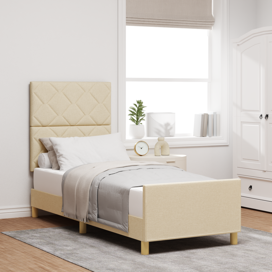 vidaXL Bedframe met hoofdeinde Crème 80 x 200 cm Stof afbeelding 1