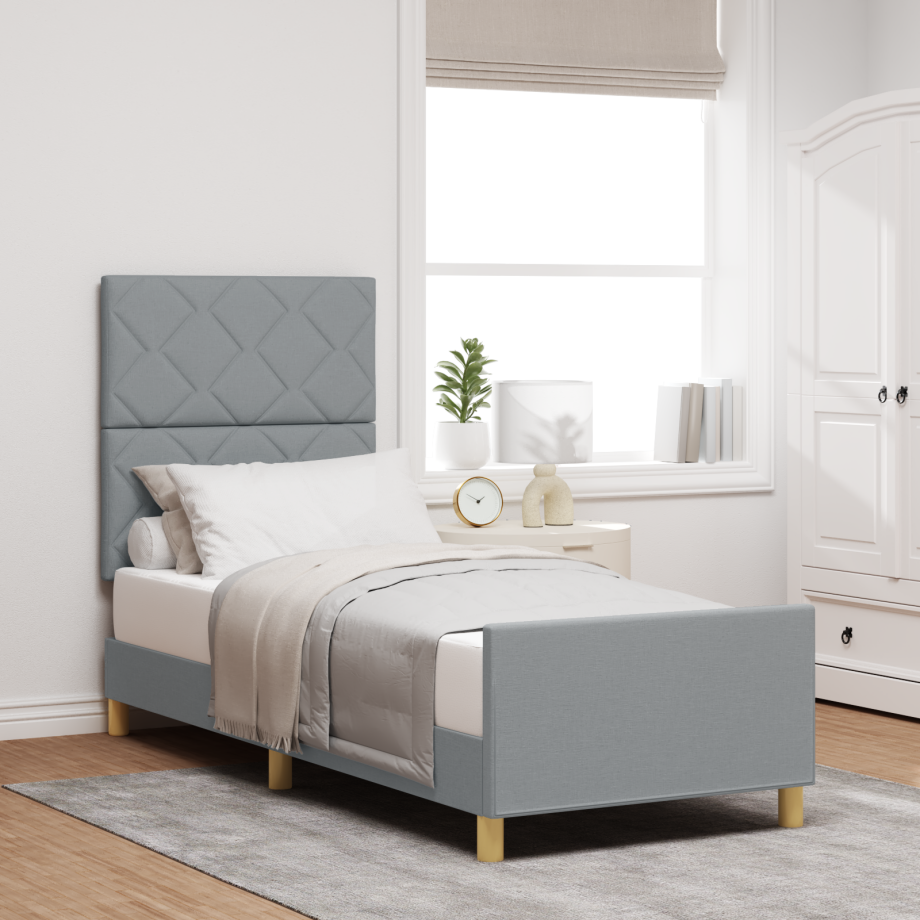 vidaXL Bedframe met hoofdeinde Lichtgrijs 80 x 200 cm Stof vidaXL Bedframe met hoofdeinde Lichtgrijs 80 x 200 cm Stof afbeelding 1