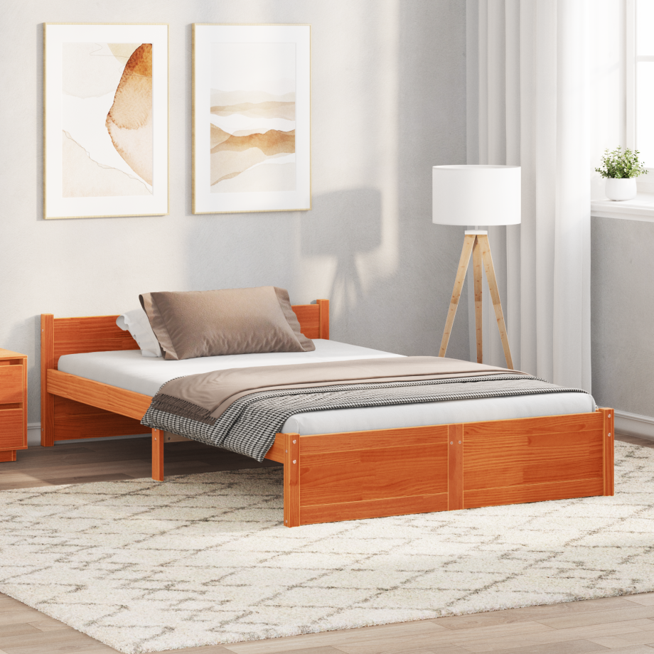 vidaXL Bedframe Wasbruin 195,5 x 125,5 x 51 cm Massief grenenhout afbeelding 1