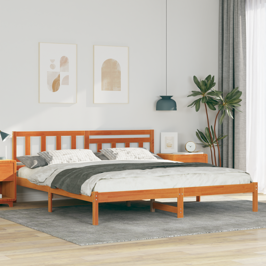 vidaXL Bedframe Wasbruin 200 x 200 cm Massief grenenhout vidaXL Bedframe Wasbruin 200 x 200 cm Massief grenenhout afbeelding 1