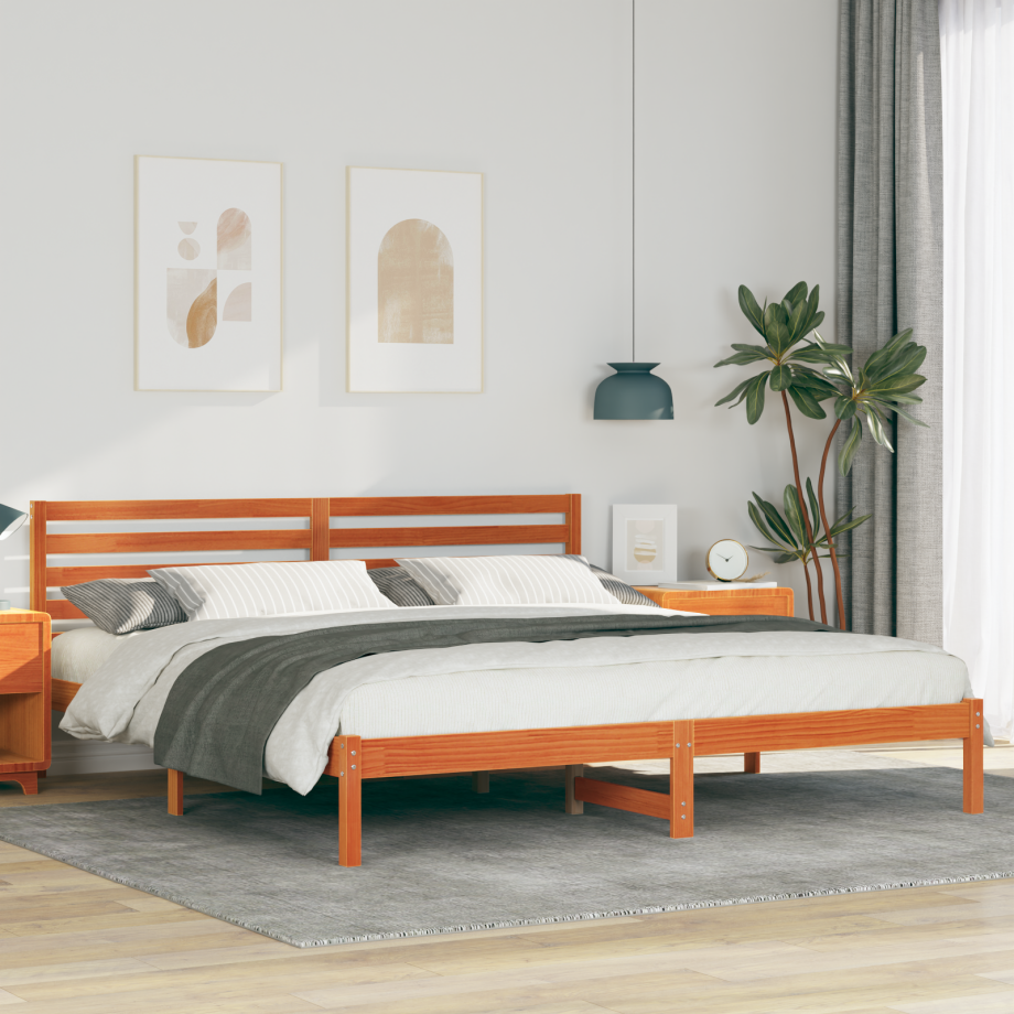 vidaXL Bedframe Wasbruin 200 x 200 cm Massief grenenhout vidaXL Bedframe Wasbruin 200 x 200 cm Massief grenenhout afbeelding 1